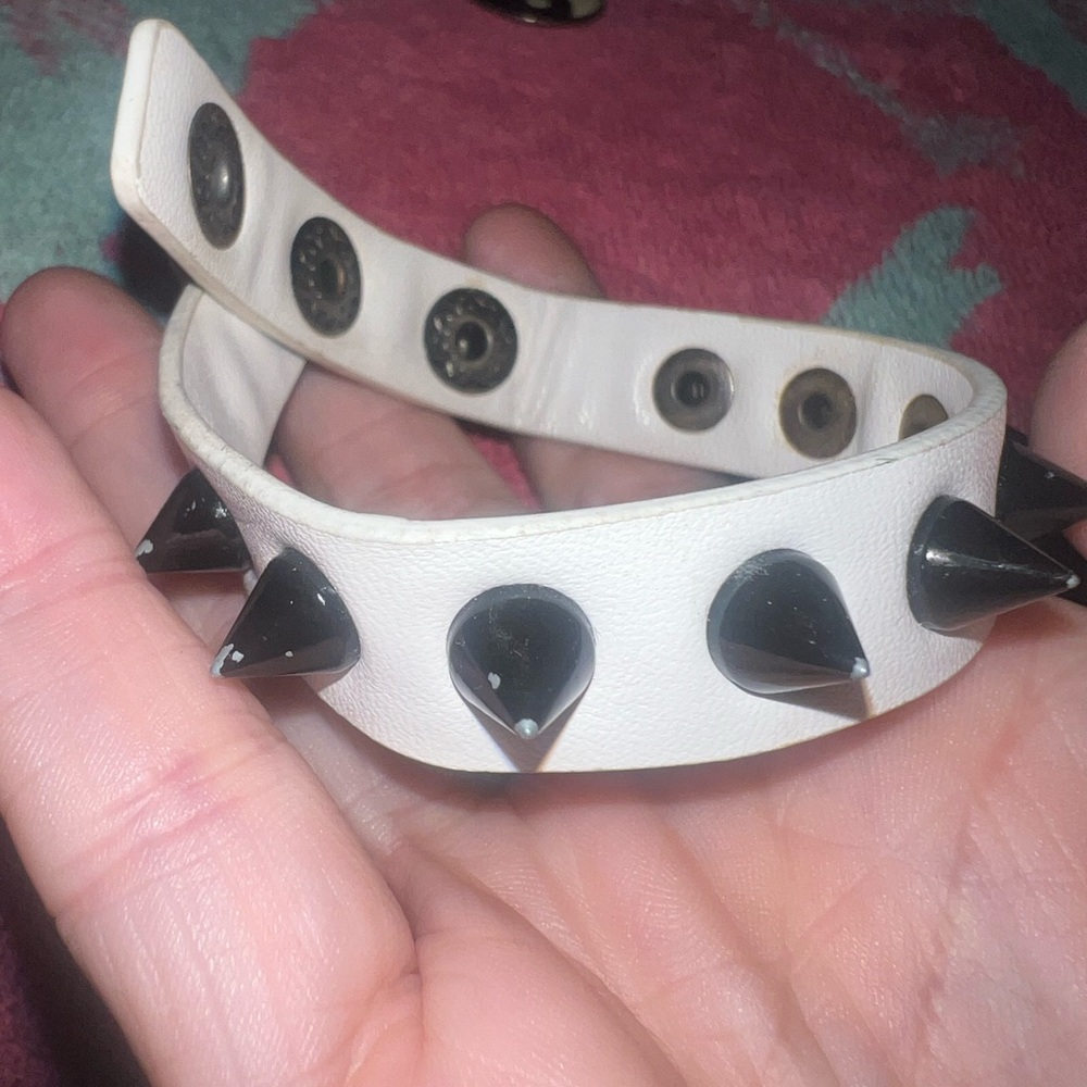 White and black spiked bracelet